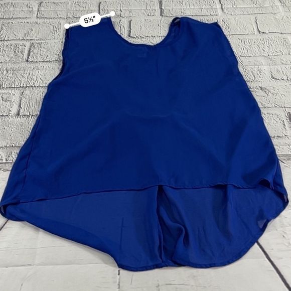 Women’s Dots Blue Draped Detailed Back Sheer Short Sleeve Blouse (XL) CA08 - Picture 7 of 7